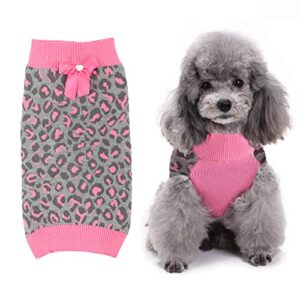 sheripet dog sweater for small/medium/large dogs leopard dog sweaters for girls cat sweaters cozy christmas dog sweater for fall winter, pink l