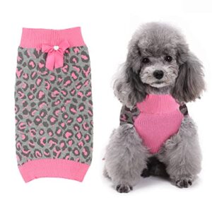 Sheripet Dog Sweater for Small/Medium/Large Dogs Leopard Dog Sweaters for Girls Cat Sweaters Cozy Christmas Dog Sweater for Fall Winter, Pink L