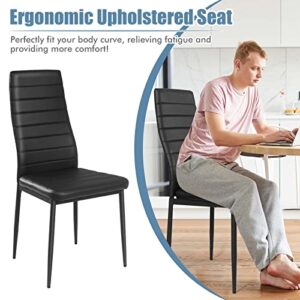 Giantex Set of 4 Dining Chairs, Upholstered Dining Side Chairs with Stain-Proof PVC Leather, Non-Slip Footpads,Easy to Clean and Assemble, High Back Black Kitchen Dining Chairs