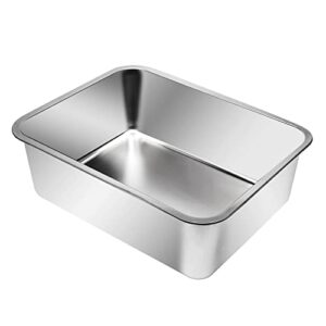 Kichwit Extra Large Stainless Steel Open Cat Litter Box with High Sides, Metal Litter Pan for Cat, 23.6 x 15.7 x 5.9 inches