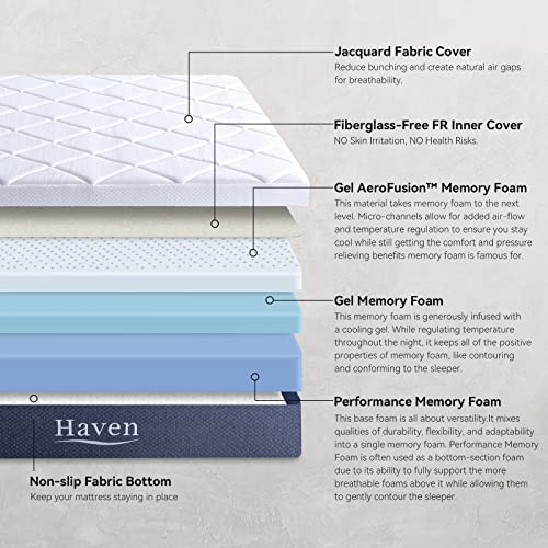 Vyfipt King Size Memory Foam Mattress 14 Inch Bed in a Box Gel AeroFusion Memory Foam Cooling Medium Firm Hybrid Mattress - Breathable - No Box Spring Needed – King,14 Inch