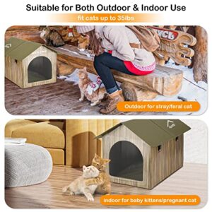 Kiroto Outdoor Cat House Weatherproof, Heated Cat House Insulated for Feral Cats Outside Stray Cats in Winter Shelter with Pet Heating Pads