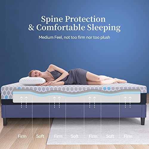 Vyfipt Full Size Memory Foam Mattress 10 Inch Bed in a Box Bamboo Charcoal Infused Gel Foam Cooling Medium Firm Mattress - Breathable - No Box Spring Needed – Full,10 Inch