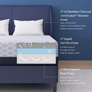 Vyfipt Full Size Memory Foam Mattress 10 Inch Bed in a Box Bamboo Charcoal Infused Gel Foam Cooling Medium Firm Mattress - Breathable - No Box Spring Needed – Full,10 Inch