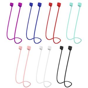 zomtop magnetic anti-lost straps for airpods, soft silicone sport earphones anti-lost strap, colorful wire cable connector for apple airpods wireless bluetooth earphones (6 pack)