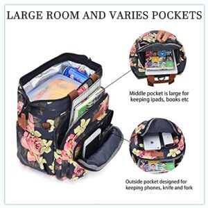 LOKASS Lunch Bag Convertible 3 in 1 Lunch Box Insulated Lunch Backpack Tote Cooler Box Large Capacity Food&Drink Container with Detachable Strap for Women office Beach (Peony)