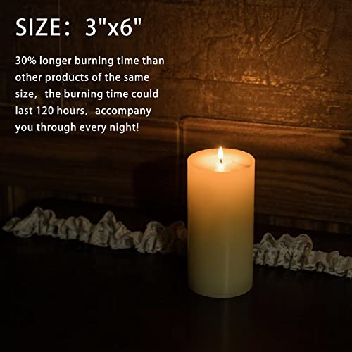 MOZEAL 3" x 4" Hand-Poured Unscented Candle,Dripless Pillar Candle Set of 3,Long Clean Burning,Approx 72 Hours Burn Time,Rustic Country Style,Wedding,Dinner,Christmas and Home Decor,Ivory