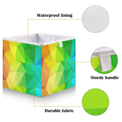DOMIKING Rainbow Mosaic Branches Storage Bins for Gifts Foldable Cuboid Shelf Baskets with Sturdy Handle Linen Closet Organizers Boxes for Closet Shelves Bedroom