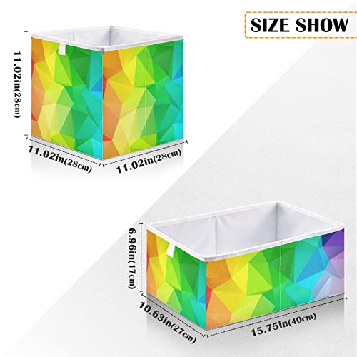 DOMIKING Rainbow Mosaic Branches Storage Bins for Gifts Foldable Cuboid Shelf Baskets with Sturdy Handle Linen Closet Organizers Boxes for Closet Shelves Bedroom