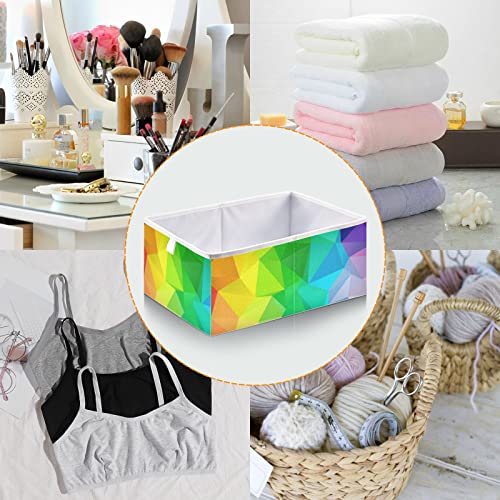 DOMIKING Rainbow Mosaic Branches Storage Bins for Gifts Foldable Cuboid Shelf Baskets with Sturdy Handle Linen Closet Organizers Boxes for Closet Shelves Bedroom