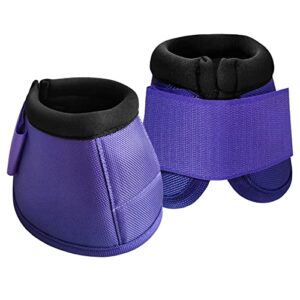 leaforest 2520d horse bell boots no-turn horse bell boots, equine ballistic hoof overreach bell boots purple l