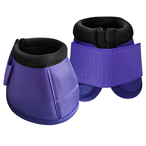 LEAFOREST 2520D Horse Bell Boots No-Turn Horse Bell Boots, Equine Ballistic Hoof Overreach Bell Boots Purple L