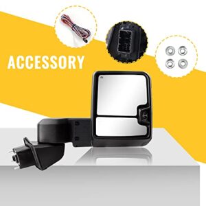 Towing Mirrors for 2019-2022 Chevy Silverado 1500 with Switchback Turn Siganl Running Light Power Glass Extendable Tow Mirror Pair Set (White Lens)