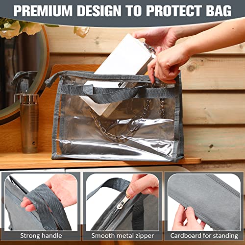 Chumia 20 Pack Dust Bags for Handbags Clear Handbag Storage 3 Sizes Handbag Organizers for Closets Hand Bag Dust Cover Purse Protector Bag with Zipper and Handles with 25 Pcs S Shape Hooks