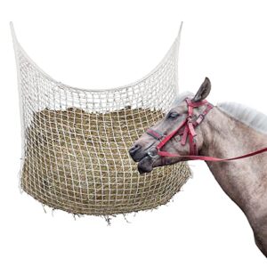 saihisday slow feed hay net bag, 63"x40" extra large feed bag, mesh holes hanging net, horse corner feeder, goats full day hay feeder