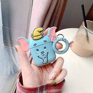 Semeving Compatible with Airpods Case,3D Cartoon Cute Design Silicone for Airpods 2nd Generation Case for Kids/Girls/Teens/Boys(Dumbo-Blue)