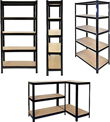 5 Tiers Storage Rack Heavy Duty Shelf Steel Shelving Unit 1929lbs High Weight Capacity Adjustable Garage Shelves for Garage, Kitchen, Pantry, Laundry, Office - 29.53" W x 11.81" D x 66.93" H, Black