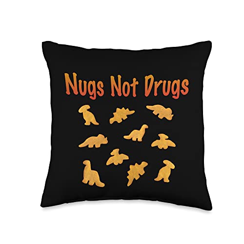 Chicken Nuggets Merch Nugs Not Drugs Funny Dino Chicken Dinosaur Nugget Throw Pillow, 16x16, Multicolor