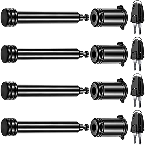 4 Pack Black Hitch Receiver Pin Lock with Keys, Trailer Receiver Lock with 5/8-inch Pin Diameter Fits 2-inch Receiver Tube for Trailer Truck Car Boat