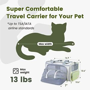 Pawaii Cat Carrier with ID Tag, TSA Airline Approved Cat Carrier, Soft Sided Collapsible Pet Travel Carrier, Foldable Cat Travel Bag, Protable, Comfortable, Convenient Pet Travel Carrier