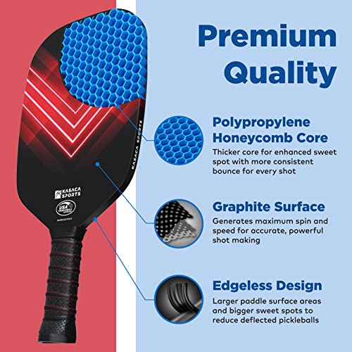 Kasaca Pickleball Paddles, USAPA Carbon Fiber Pickleball Paddle with Pickle Ball Paddle Cover, Pickle Ball Raquette Pickle Ball Racket Edgeless Style, Pickleball Rackets Intermediate to Professional​​