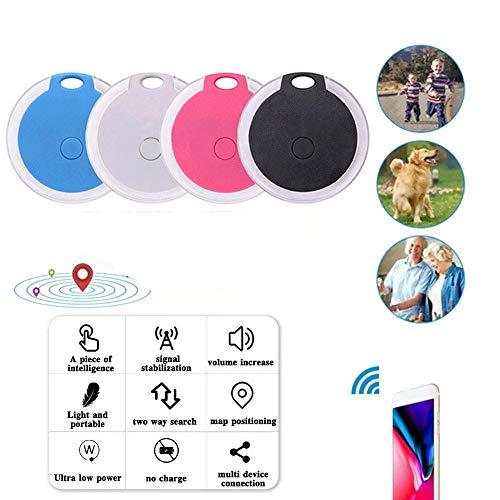 Larse Mini Cat/Dog GPS Tracking Locator, Small Portable Bluetooth Intelligent Anti-Lost Device for Luggages/Kid/Pet, Round Waterproof Bluetooth Alarm Device with Tracking Function (Pink, One Size)