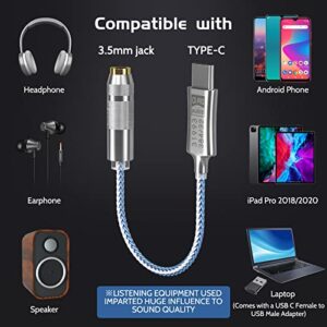 USB C to 3.5mm Audio Adapter [♪Hi-Res Lossless Music♪] CX Pro USB C Headphone Adapter 32bit 384KHz CX31993 DAC Chip Headphone Amp HiFi Headphone Jack Adapter USB C to Headphone Jack for Type C Devices