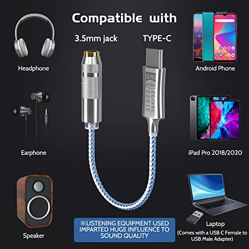 USB C to 3.5mm Audio Adapter [♪Hi-Res Lossless Music♪] CX Pro USB C Headphone Adapter 32bit 384KHz CX31993 DAC Chip Headphone Amp HiFi Headphone Jack Adapter USB C to Headphone Jack for Type C Devices