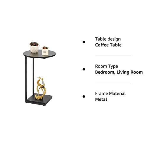 DCLRN Small End Table,c Table End Table for Sofa,Round Coffee Table is Suitable for Living Room and Bedroom.(Black)