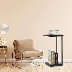 DCLRN Small End Table,c Table End Table for Sofa,Round Coffee Table is Suitable for Living Room and Bedroom.(Black)