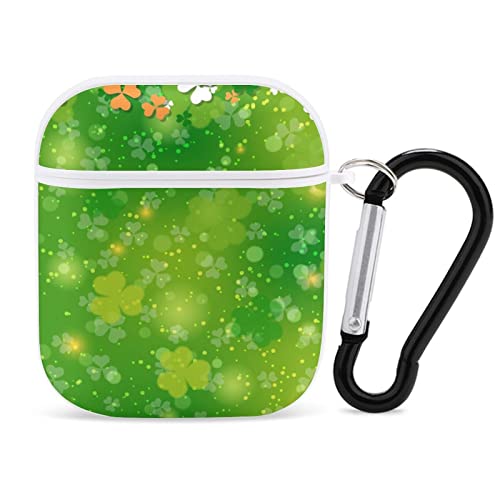 Airpods Case St. Patrick's Day Green Clover Airpod Hard Case Cover Headphone Cases for Apple Airpods1 Airpods2