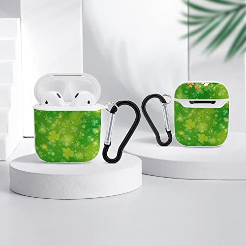 Airpods Case St. Patrick's Day Green Clover Airpod Hard Case Cover Headphone Cases for Apple Airpods1 Airpods2