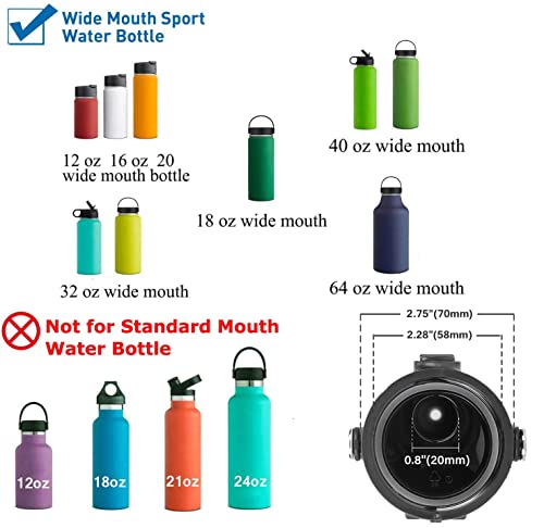 XACIOA Spout Lid Compatible with Hydro Flask Wide Mouth 12, 16, 18, 20, 32, 40, 64oz Water Bottle, Replacement Auto Flip Top Lid with Button Lock