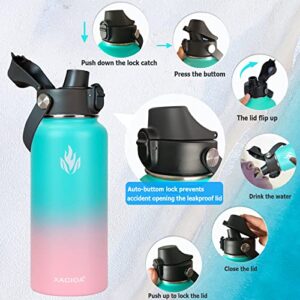 XACIOA Spout Lid Compatible with Hydro Flask Wide Mouth 12, 16, 18, 20, 32, 40, 64oz Water Bottle, Replacement Auto Flip Top Lid with Button Lock
