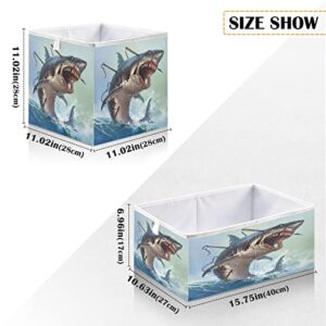 DOMIKING White Shark Branches Storage Bins for Gifts Foldable Cuboid Storage Basket with Sturdy Handle Large Baskets Organization for Closet Shelves Bedroom