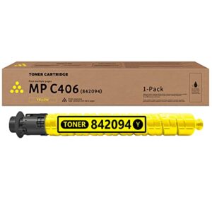 sjd juhasg compatible 842094 toner cartridge replacement for ricoh mp c306 c307 c406 c407 c306zsp c306zspf c406zspf c407zspf printer mp c406 toner cartridge(1 pack, yellow), js-mp c406