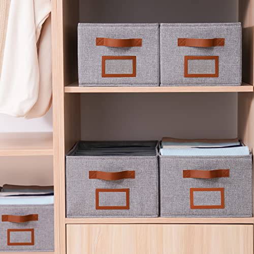 OUTBROS Foldable Wardrobe Clothes Organizer, 15.7"x11.8"x7.9" Fabric Drawer Organizer, 7 Grids Closet Organizers and Storage Box Storage Bins, for Clothes, Jeans, Sweater, T-shirts (3 Pack, Gray)