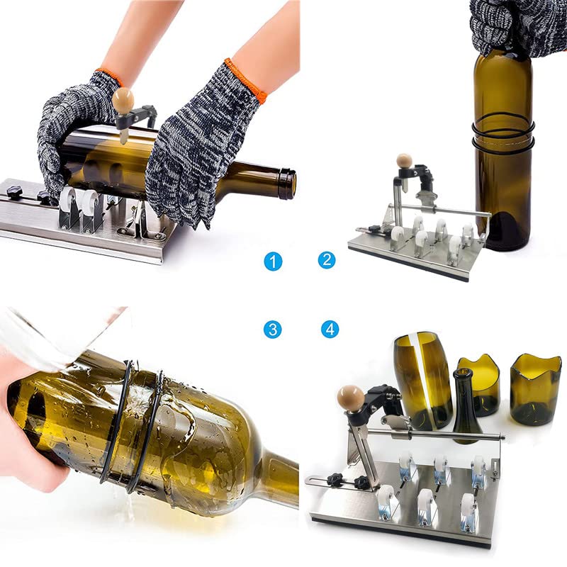 Glass Bottle Cutter for All Shapes, Portable DIY Bottle Cutting Tool Kits for Different Angles, Square & Round Bottle Cutting Machine with Complete Accessories for Beer, Whiskey, Wine…