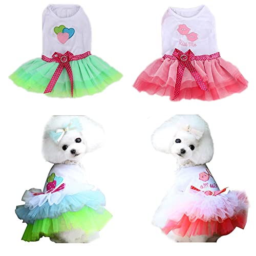 Dog Dress for Medium Dog Girl Apparel Clothes Cute Puppy Pet Costumes Cat Lace Tutu Mesh Dresses 2 Pcs M