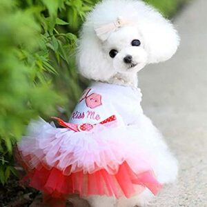 Dog Dress for Medium Dog Girl Apparel Clothes Cute Puppy Pet Costumes Cat Lace Tutu Mesh Dresses 2 Pcs M