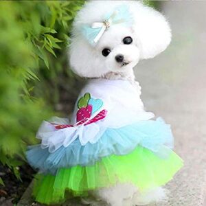 Dog Dress for Medium Dog Girl Apparel Clothes Cute Puppy Pet Costumes Cat Lace Tutu Mesh Dresses 2 Pcs M