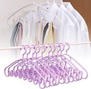 10 pcs wave pattern stackable hanger - magic wave pattern hanger, sturdy plastic non slip hangers space saver closet organization hangers for bra top camisole (purple)