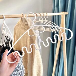 10 Pcs Wave Pattern Stackable Hanger - Magic Wave Pattern Hanger, Sturdy Plastic Non Slip Hangers Space Saver Closet Organization Hangers for Bra Top Camisole (Purple)