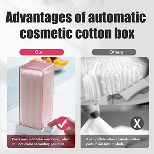 KLEOAD Automatic Cotton Pad Dispenser, Press Out Makeup Cotton Square Holder Dispenser Vanity Makeup Cotton Pads Organizer, Cosmetic Cotton Pad Organizer, Automatic Cotton Pad Holder