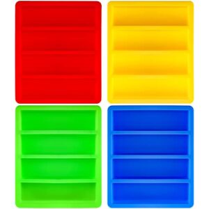 hedume set of 4 silicone butter mold tray, silicone ice cube trays, collins ice cube mold tray, bpa free, rectangular mold for butter, cocktail, bottled beverage, cake and soap bar