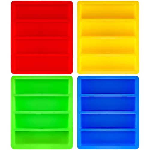 Hedume Set of 4 Silicone Butter Mold Tray, Silicone Ice Cube Trays, Collins Ice Cube Mold Tray, BPA Free, Rectangular Mold for Butter, Cocktail, Bottled Beverage, Cake and Soap Bar