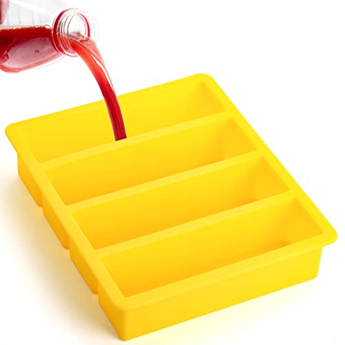 Hedume Set of 4 Silicone Butter Mold Tray, Silicone Ice Cube Trays, Collins Ice Cube Mold Tray, BPA Free, Rectangular Mold for Butter, Cocktail, Bottled Beverage, Cake and Soap Bar