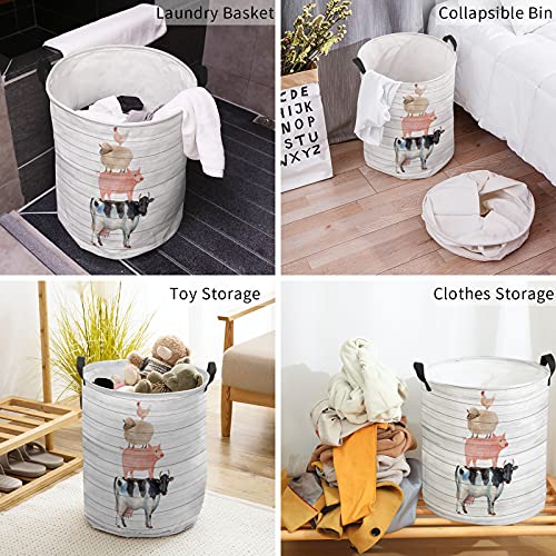 Comforance Farm Animals Laundry Hamper Large Waterproof Lightweight Collapsible Storage Basket, Toy Dirty Clothes Organizer for 16.5x17inch