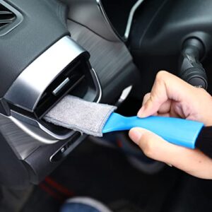 OHEPFD 2Pcs Car Cleaning Brushes, Mini Duster Car Interior Air Vent Cleaning Brush Soft Bristles Multifunctional Auto Brush Cleaning Tool for Dashboard Air Vent, 9298a Black+9298b Blue, 22*4.5cm