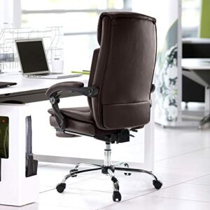 Office Chair, Ergonomic High Back Computer Chair with Reversible Footrest Height Adjustable Desk Chair, Brown